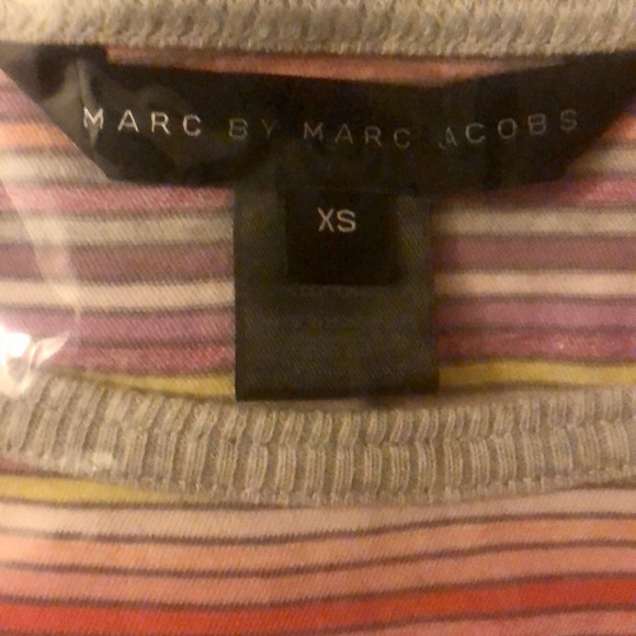 🌈Marc by Marc Jacobs boho asymmetric layers pastel striped short sleeve top XS - Picture 3 of 4